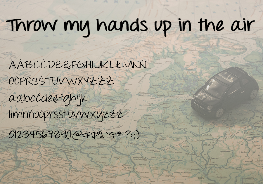Czcionka Throw my hands up in the air29