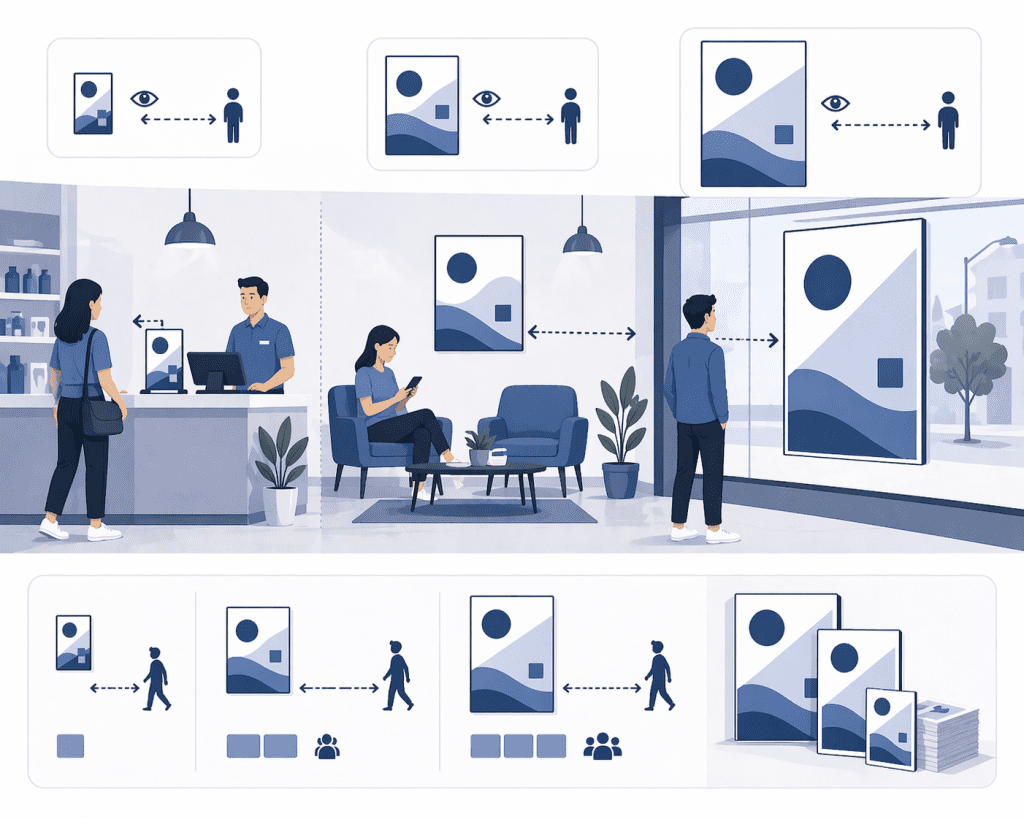 Dobór formatu i nakładu plakatu do miejsca ekspozycji oraz odległości czytania