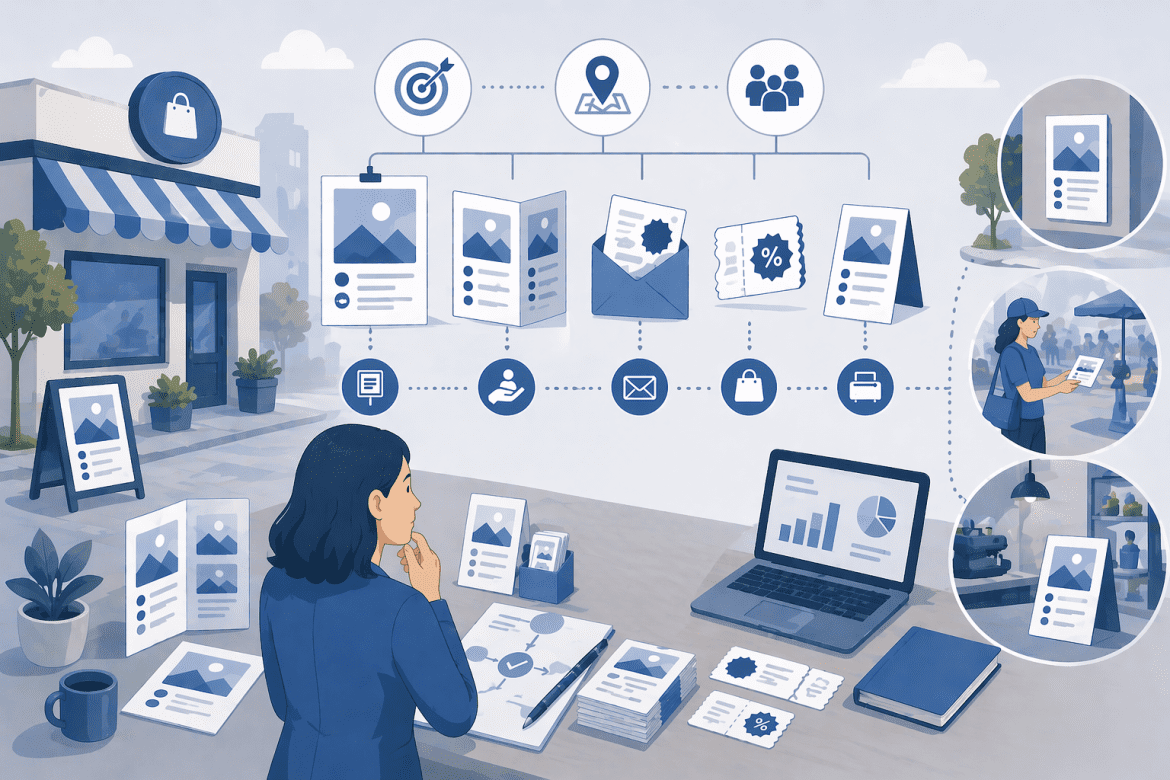 Grafika główna artykułu o tym, jak dobrać małe formaty reklamowe do celu kampanii lokalnej.