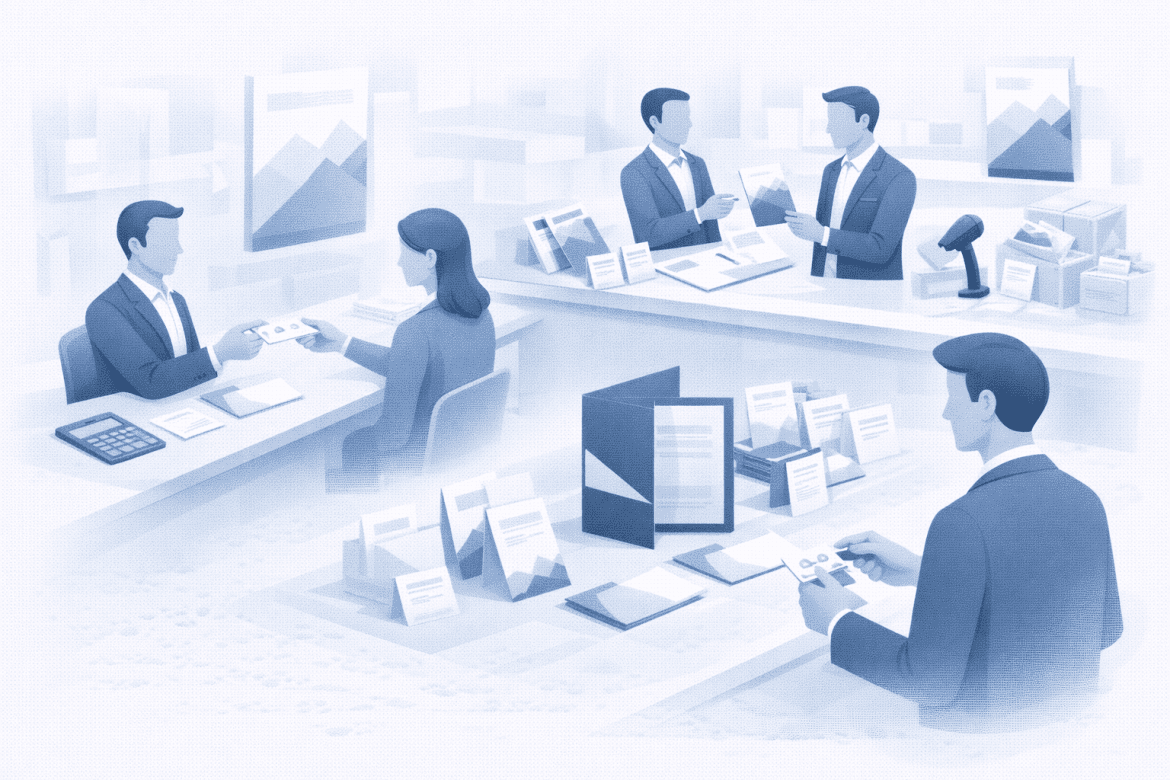 Materiały drukowane wspierające sprzedaż offline i codzienną obsługę klientów w firmie.