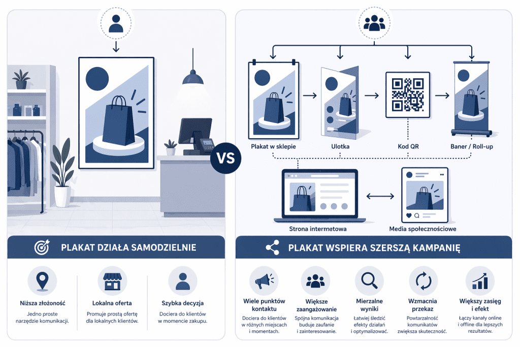 Porównanie plakatu działającego samodzielnie i plakatu jako elementu większej kampanii reklamowej