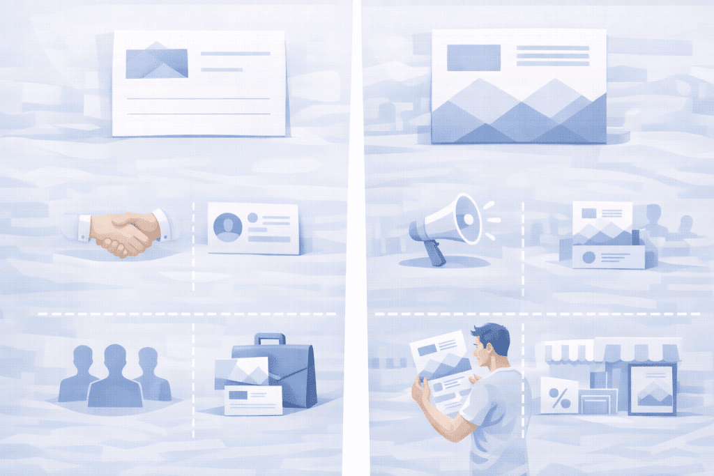 Najważniejsze różnice między wizytówkami a ulotkami: cel, zakres informacji, dystrybucja i efekt biznesowy.