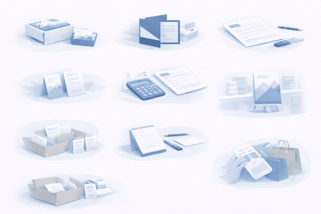 Top 10 materiałów drukowanych wspierających sprzedaż offline i codzienną obsługę klientów