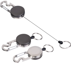 Brelok do kluczy z linką, karabińczykiem i otwieraczem do butelek