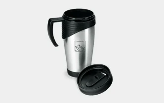 kubek termiczny stalowo - plastikowy z uchwytem 400 ml
