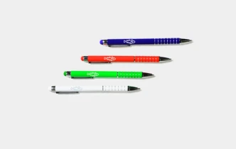 Długopis metalowy z touch pen i zdobieniami na korpusie