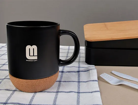 kubek ceramiczny z korkową podstawką 350 ml druk online 2