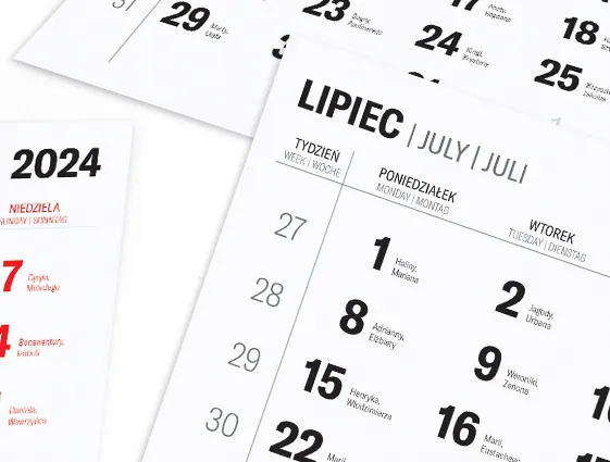 kalendaria do kalendarzy trójdzielnych druk online 2