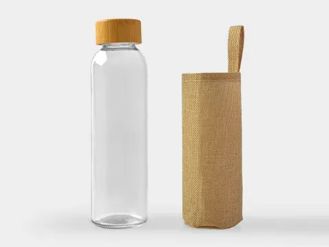 butelka szklana w etui z juty 500 ml