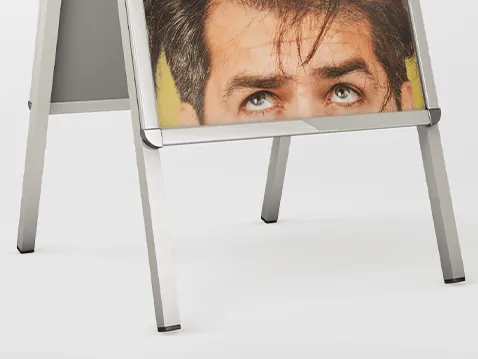 Potykacz dwustronny z profili aluminiowych - z zadrukiem