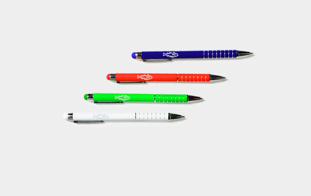 Długopis metalowy z touch pen i zdobieniami na korpusie