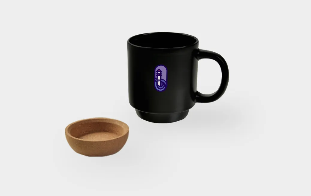 Kubek ceramiczny z korkową podstawką 350 ml