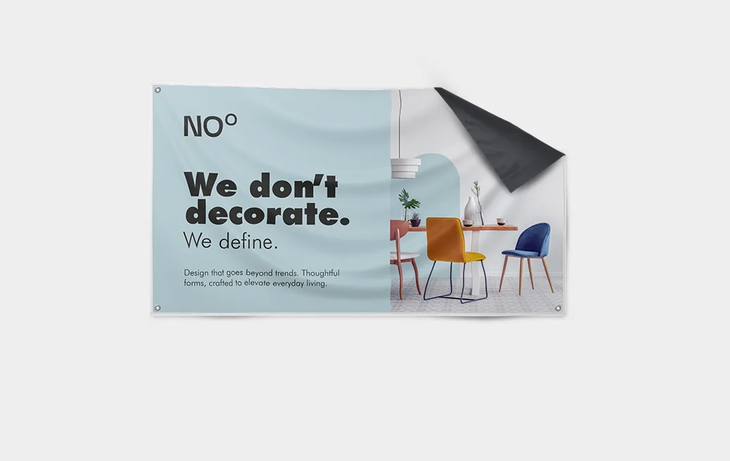 Baner tekstylny blockout blackback marki NOO z czarnym tyłem